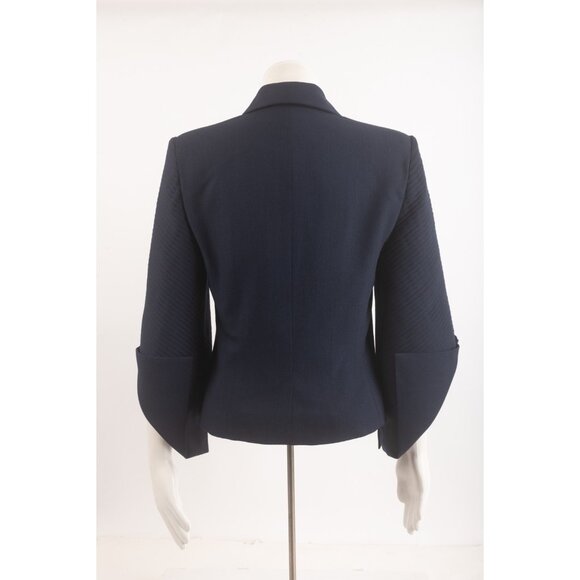 Givenchy Couture Vintage Womens Blazer Jacket Navy Blue Size 42 US 10 Wool Silk - Picture 5 of 6